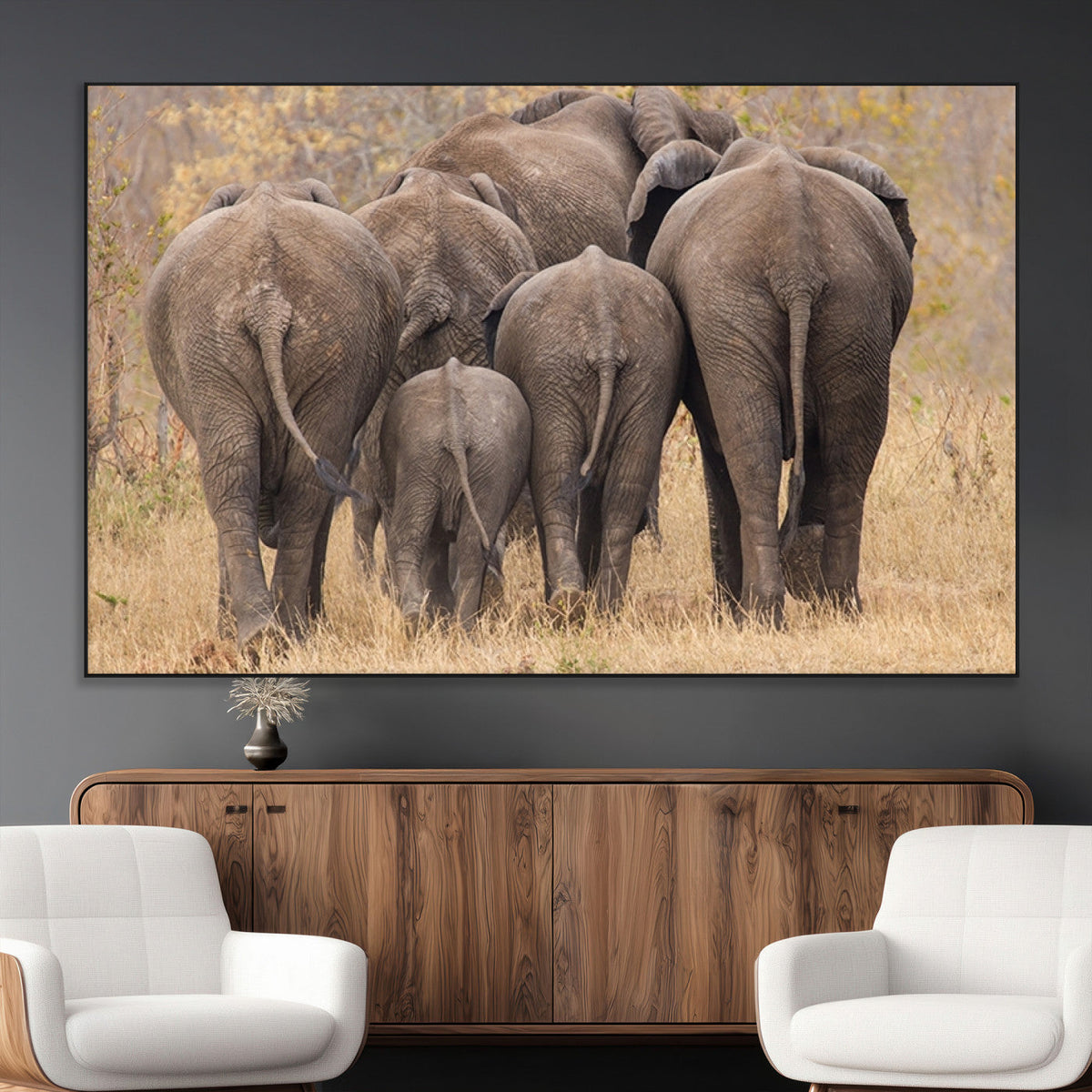 Wild Elephant Wall Art Canvas Print