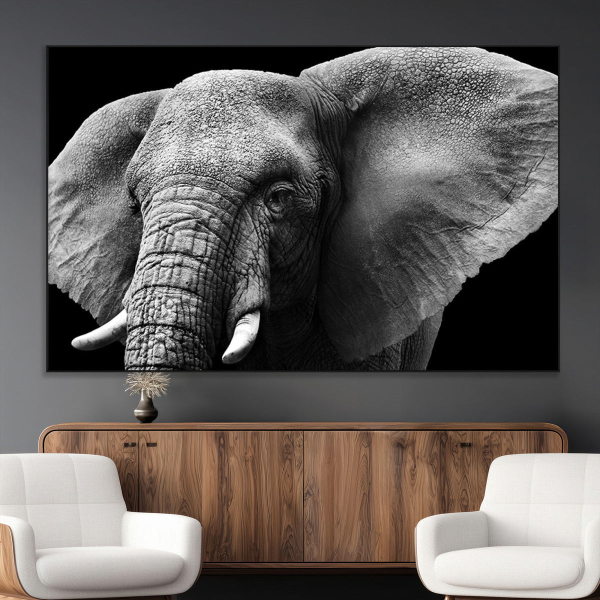 Big Elephant Close Up Wall Art Canvas Print