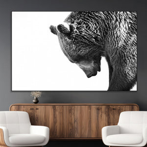 Black and White Grizzly 399 Bear Canvas Print Wall Art |