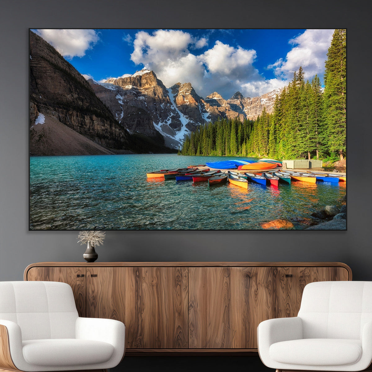 Moraine Lake 3-Panel Wall Art, Majestic Mountain and Lake