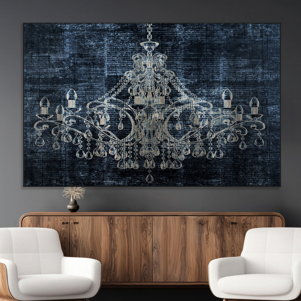 Dark Chandelier Wall Art Canvas Print