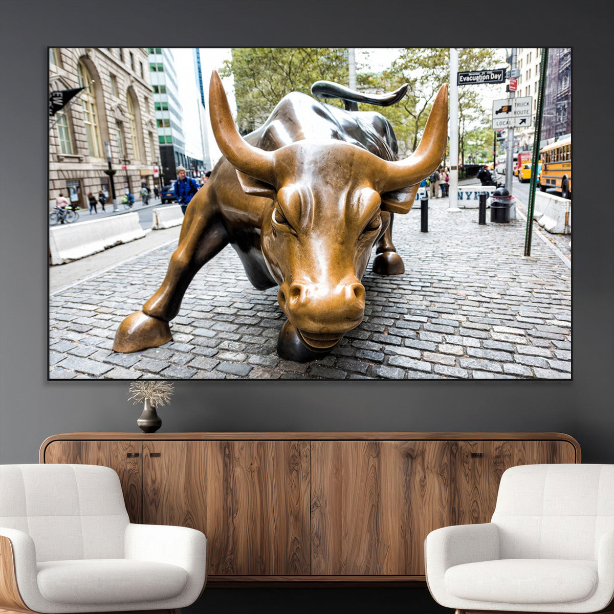Charging Bull Wall Art Canvas Print