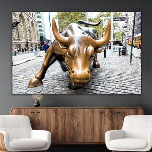 Charging Bull Wall Art Canvas Print