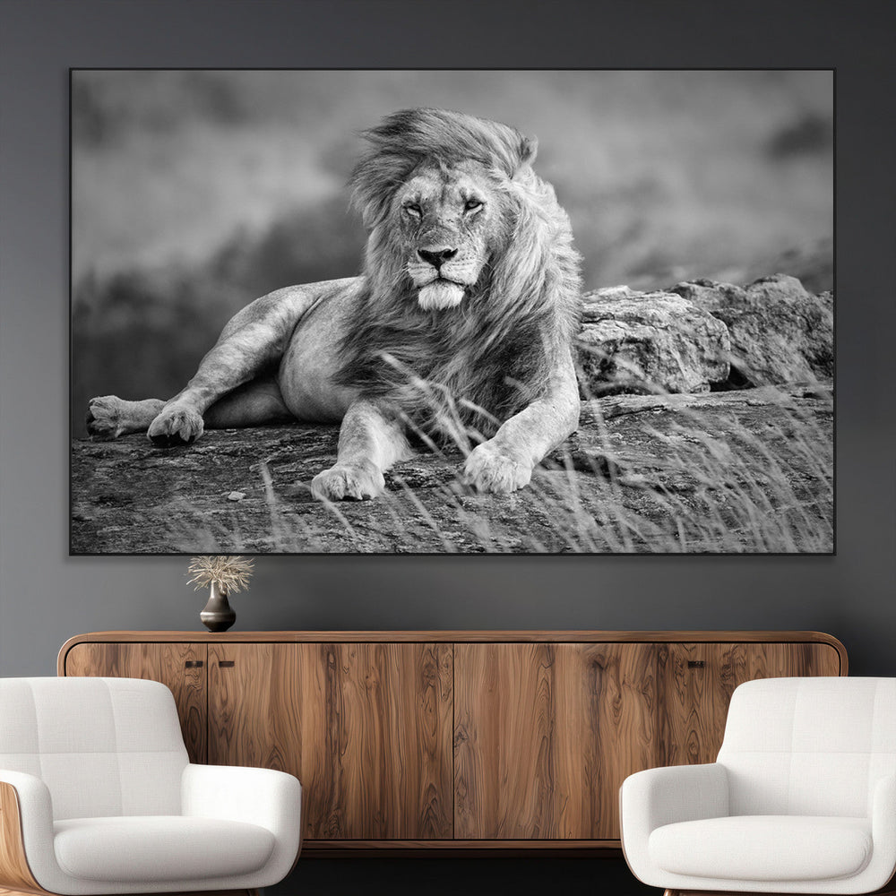 King Forest Lion Wall Art Canvas Print – Framed Majestic