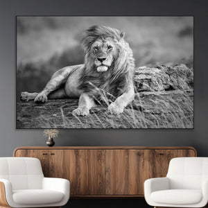 King Forest Lion Wall Art Canvas Print – Framed Majestic