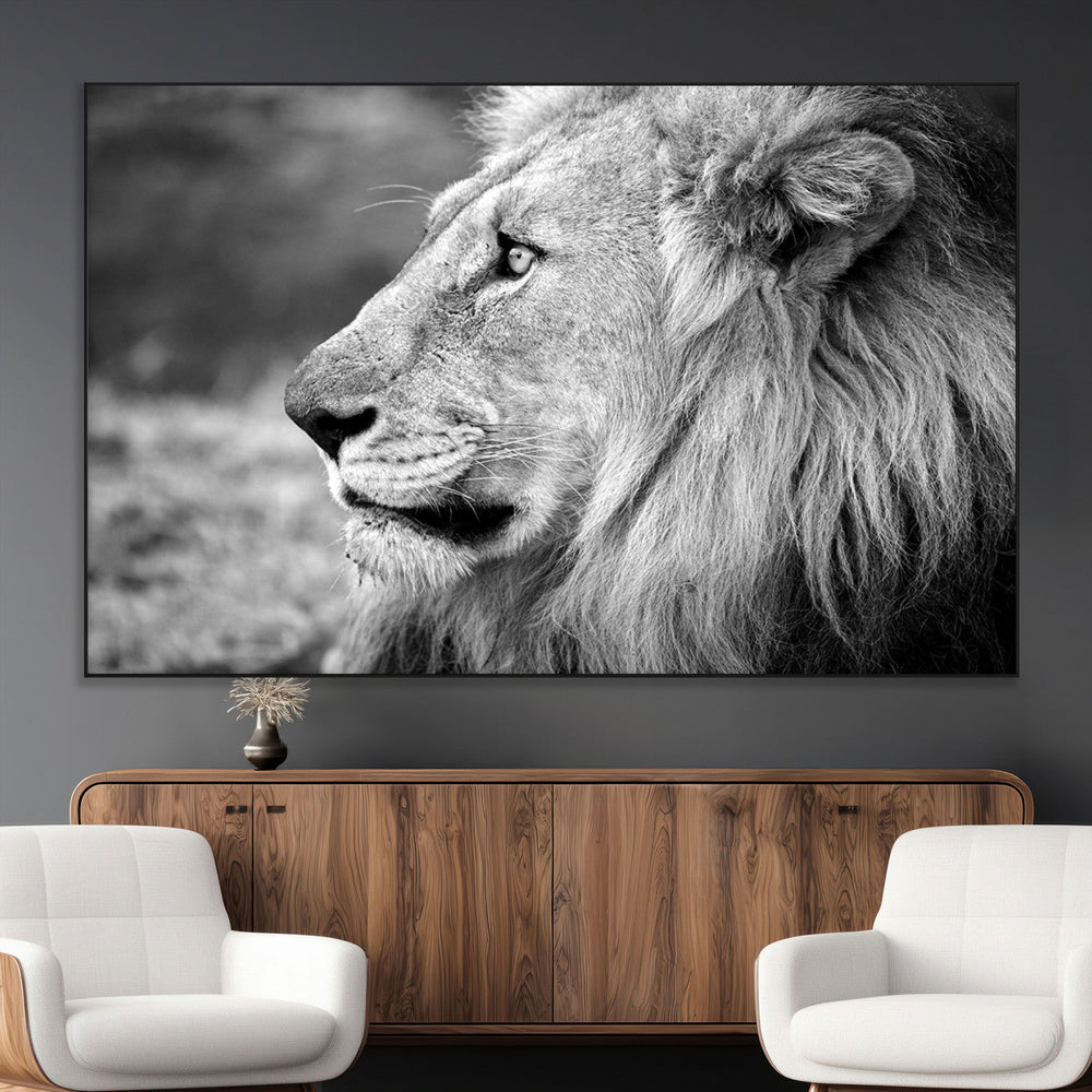 Lion Wall Art Canvas Print – Framed Majestic Wildlife