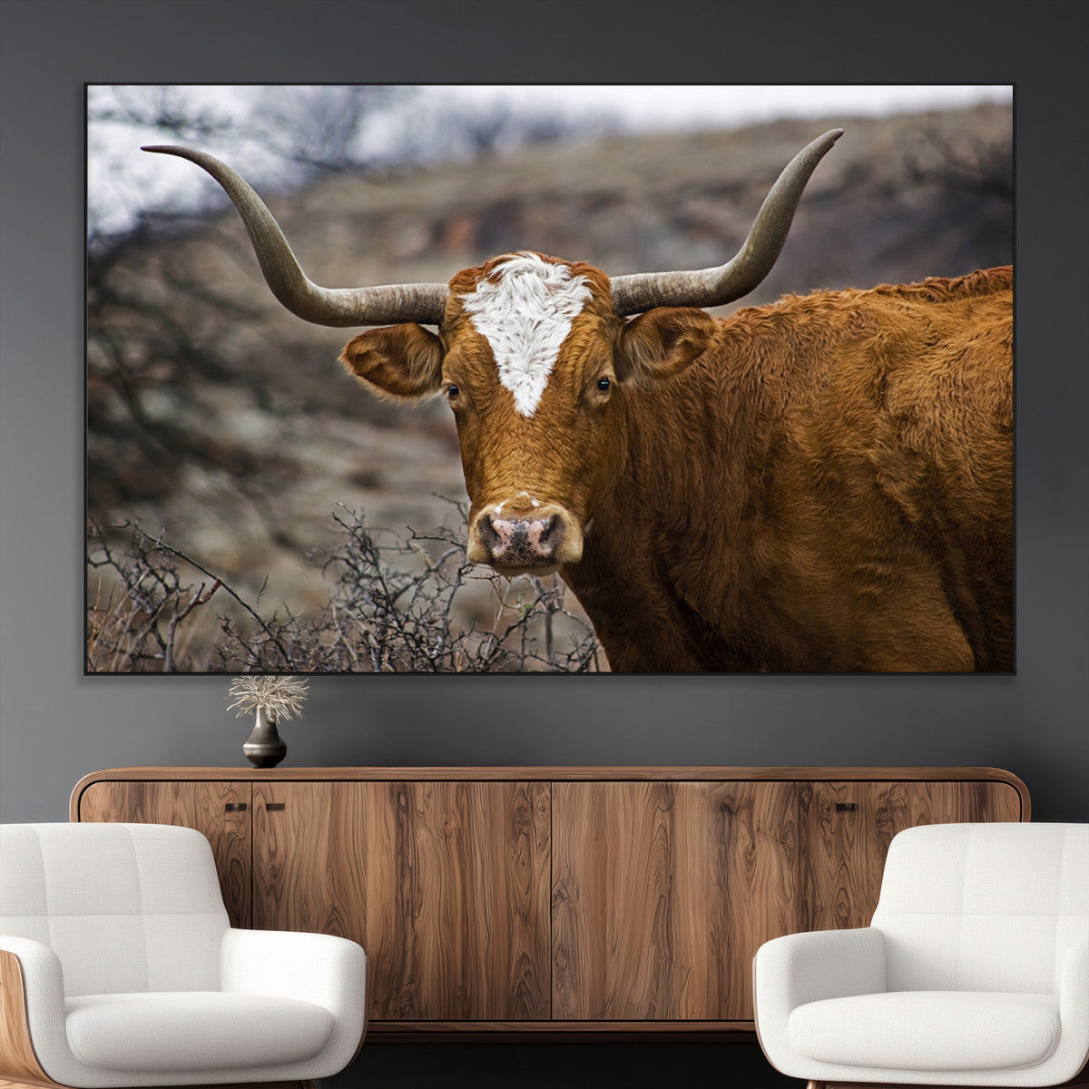 Texas Longhorn Canvas Wall Art - Longhorn Steer Canvas Wall
