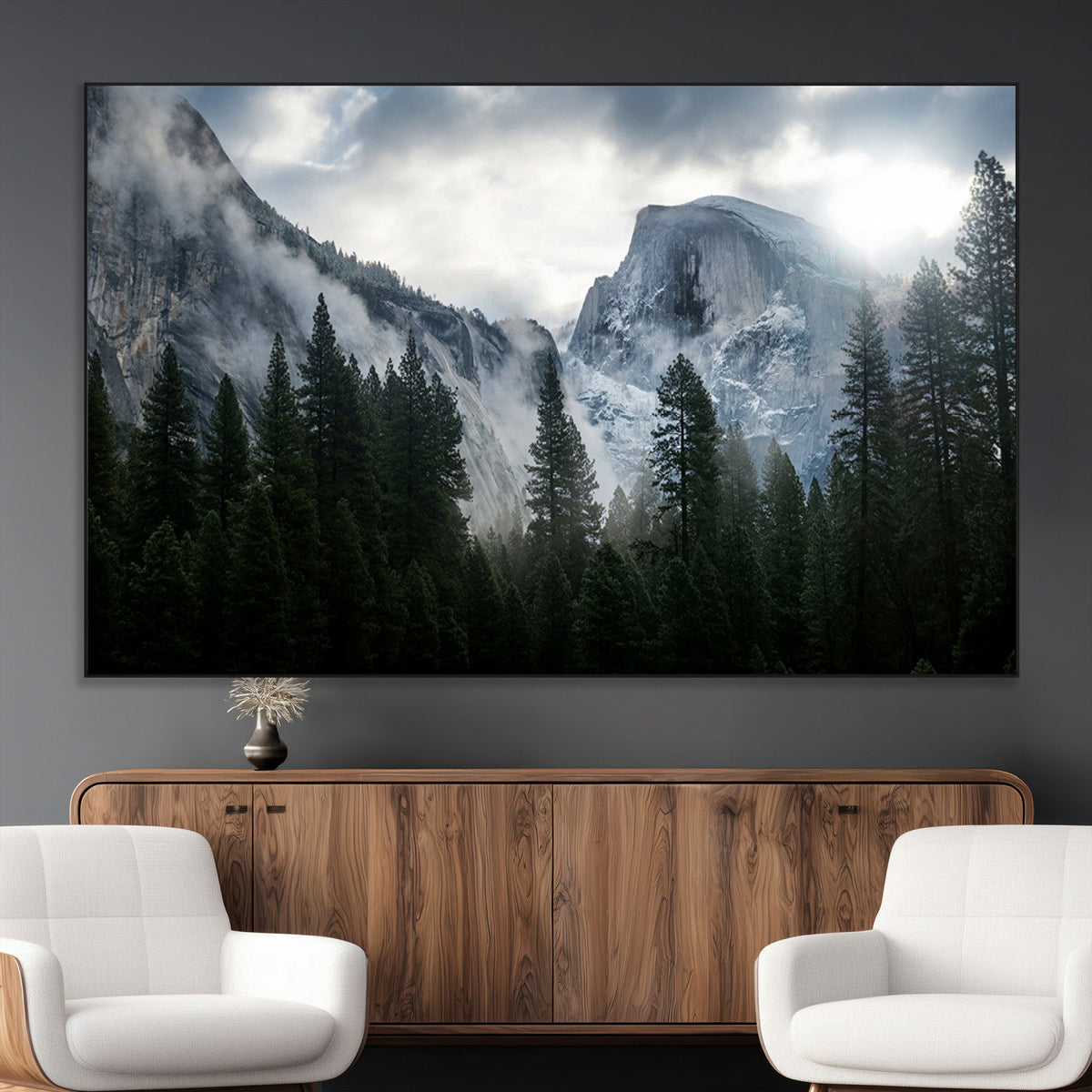 Yosemite National Park El Capitan Foggy Mountain Wall Art |