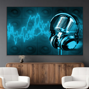 Music and Microphone Wall Art Canvas Print
