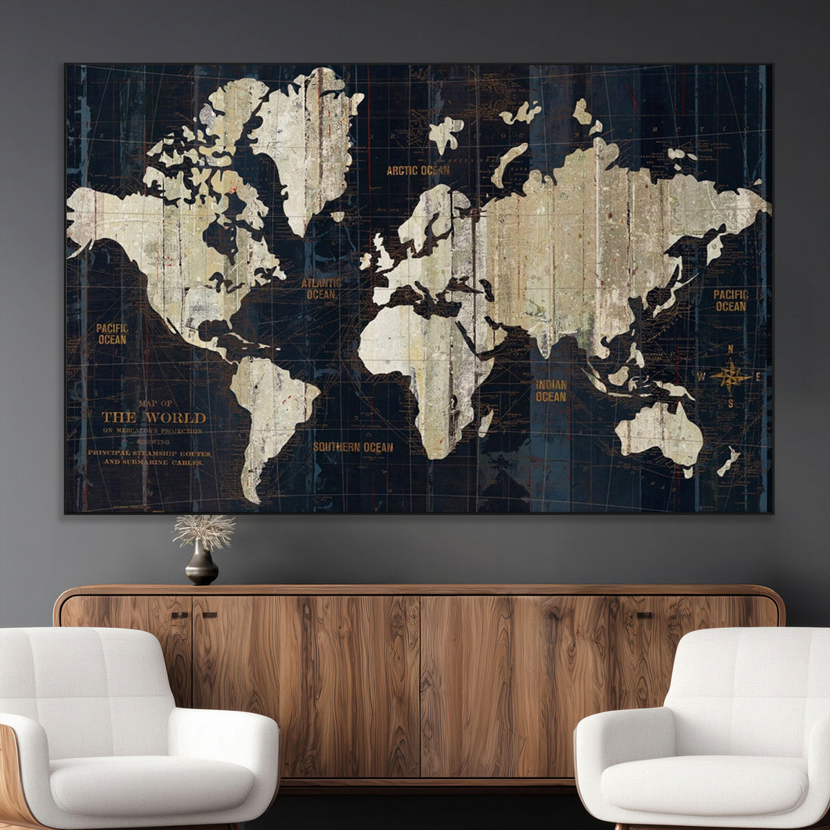 Antique Old World Map Wall Art Canvas Print