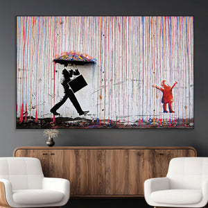 Banksy Wall Art Canvas Print, Framed Graffiti Art Picture