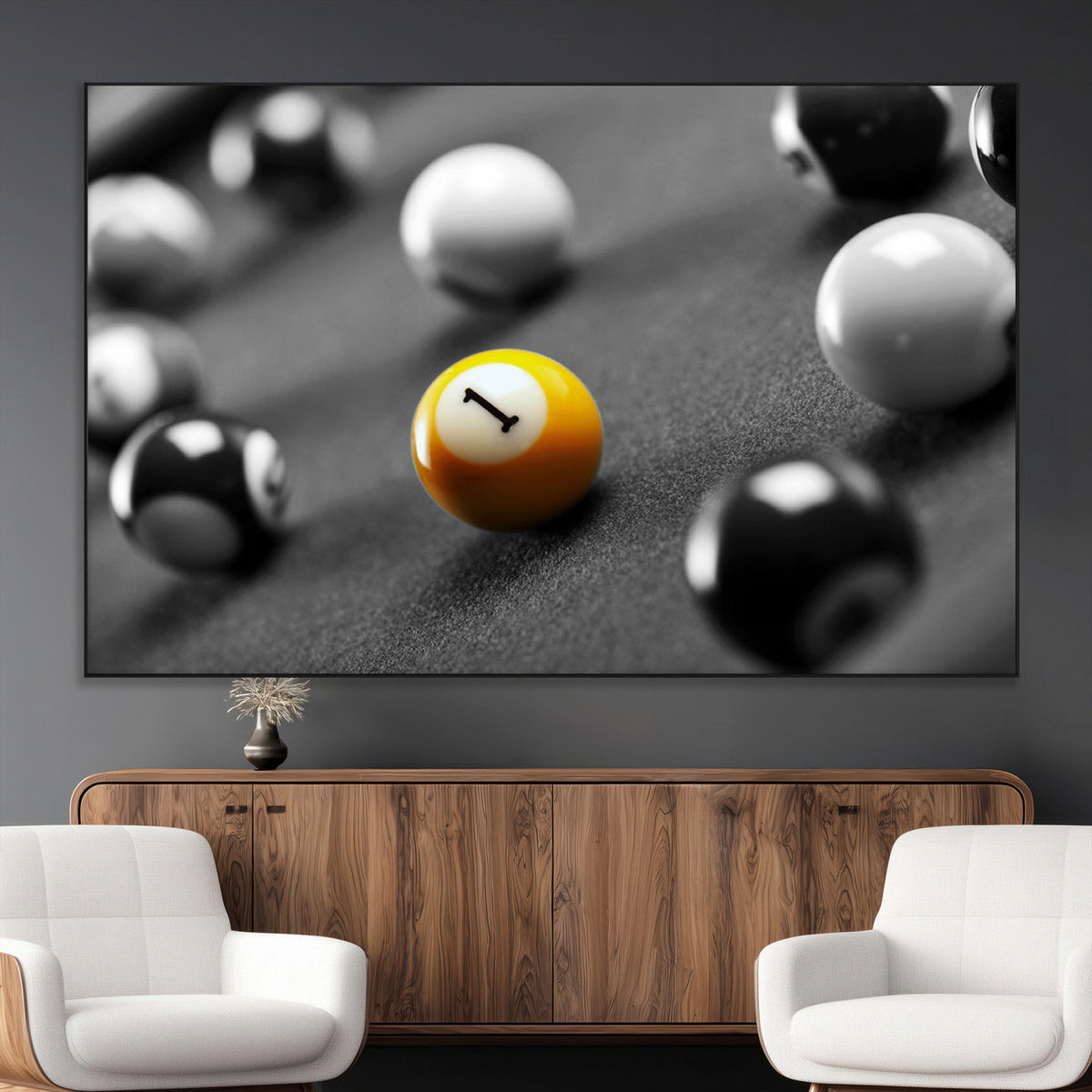 Wall Art Pool Table and Balls Canvas Print