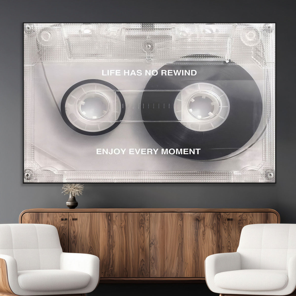 Vintage Cassette Tape Canvas Wall Art - Inspirational 'Life