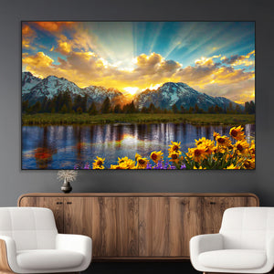 Grand Teton Park Sunrise Wall Art – Vibrant Landscape Canvas