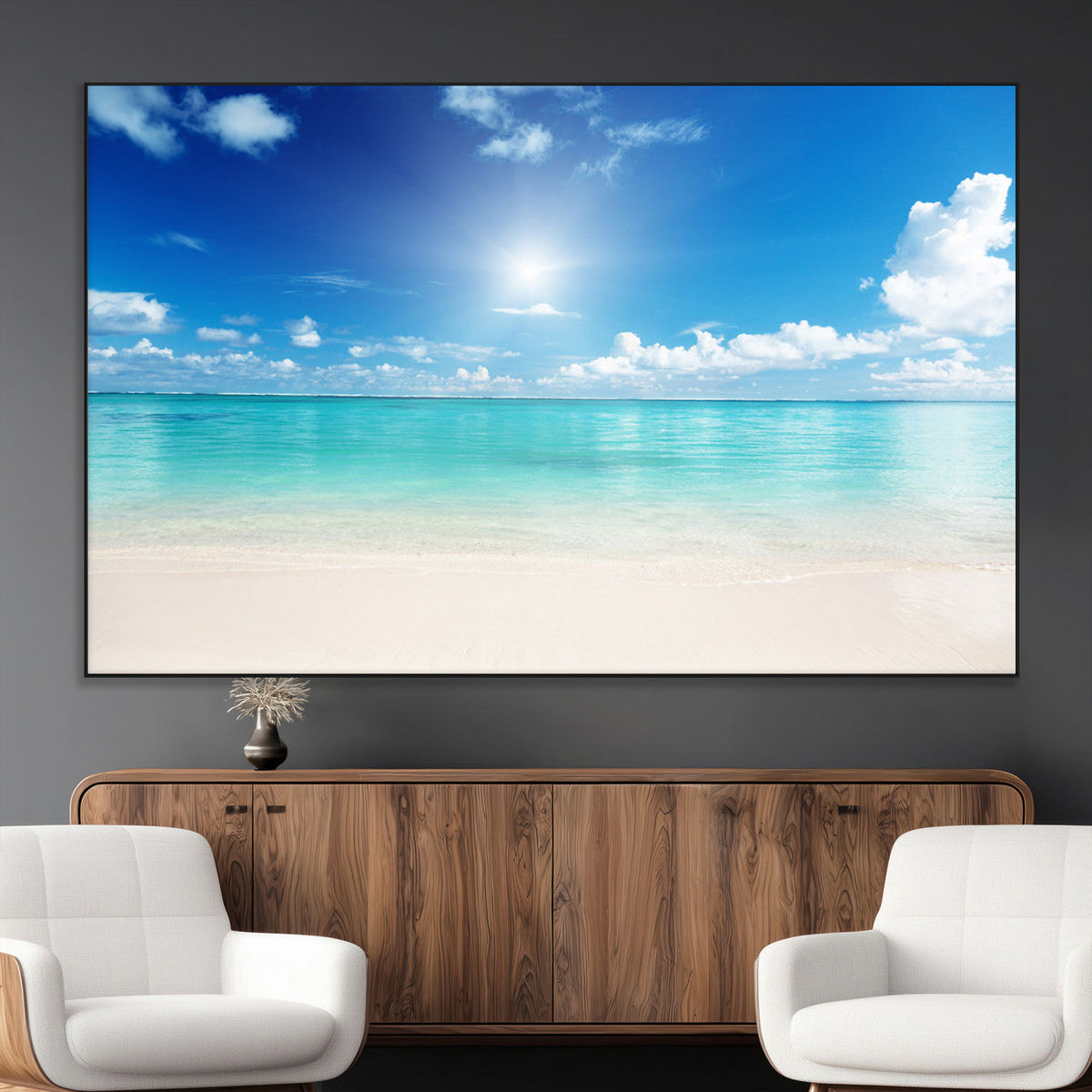 Blue Ocean Wall Art Canvas Print - Tranquil Ocean Paradise