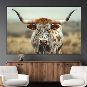 Texas Cow Longhorn Wall Art Canvas Print for Farm House Wall