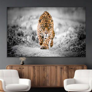 Jaguar Wall Art Canvas Print - Majestic Big Cat in Focused