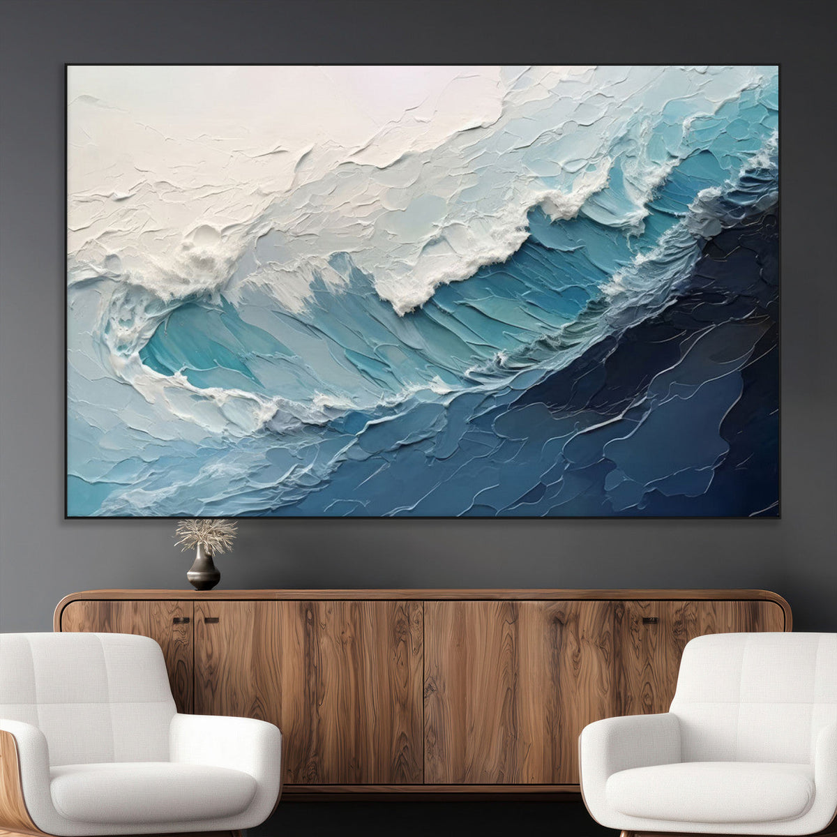 Ocean Wave Canvas Wall Art Print – Coastal Living Room Large