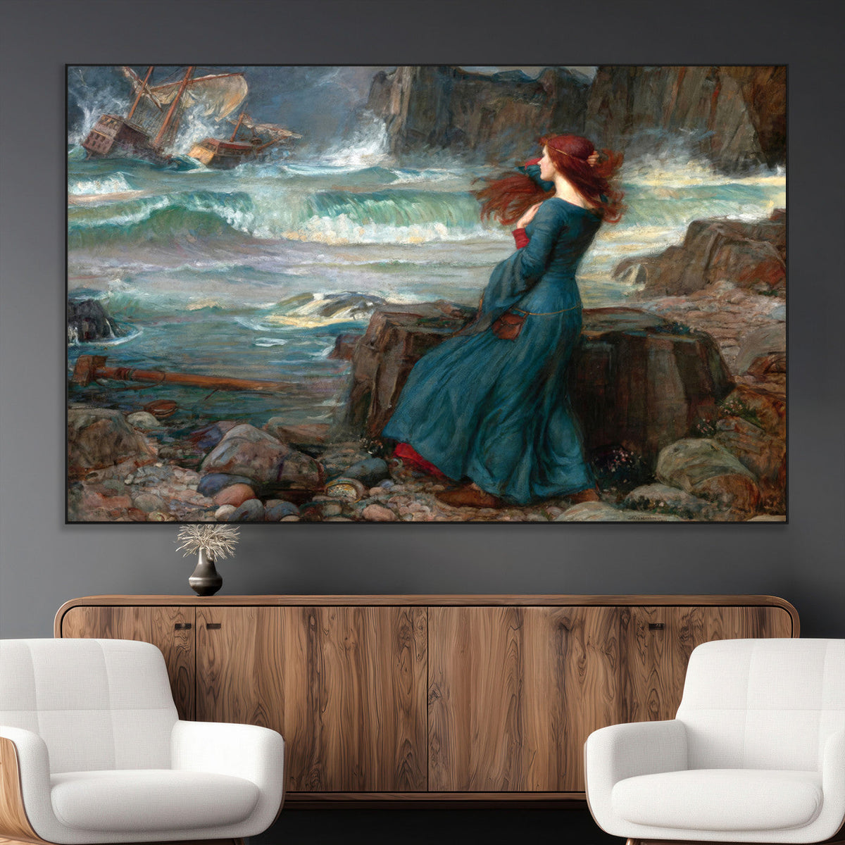 Miranda by the Shore Wall Art Canvas Print – Tempest Scene