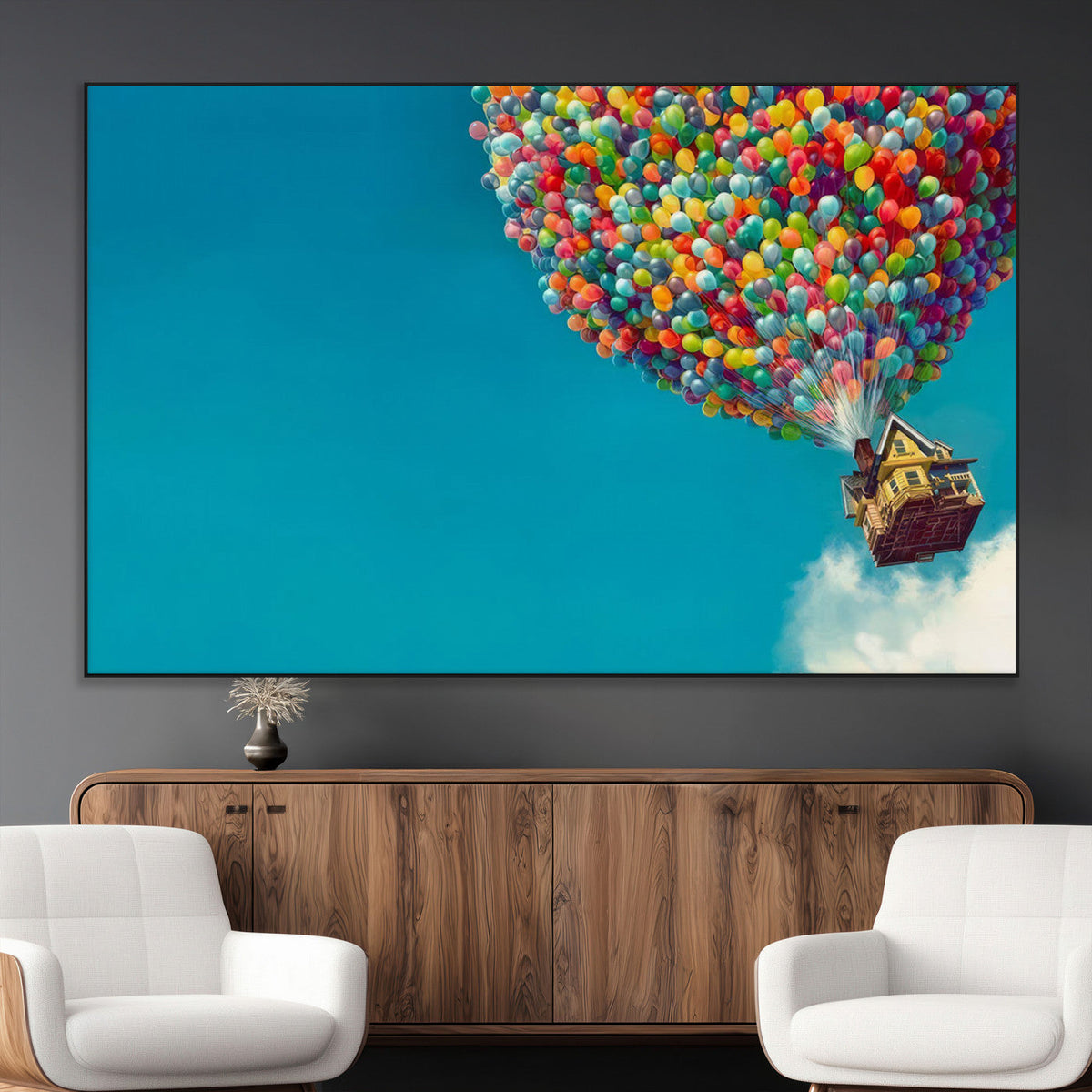 Carl Fredricksen, Up Movie Wall Art, Colorful Balloon House