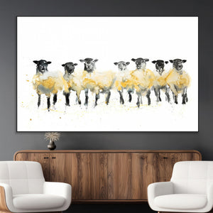 Farmhouse Wall Art Sheep Print | Ready to Hang Framed Canvas