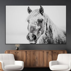 White Horse Wall Art | Ready to Hang and Framed | Winter