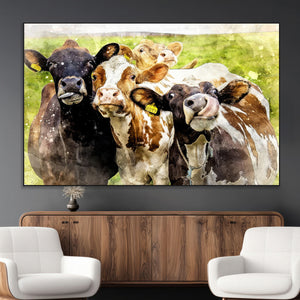 Curious Cows Farmhouse Wall Art | Ready to Hang and Framed