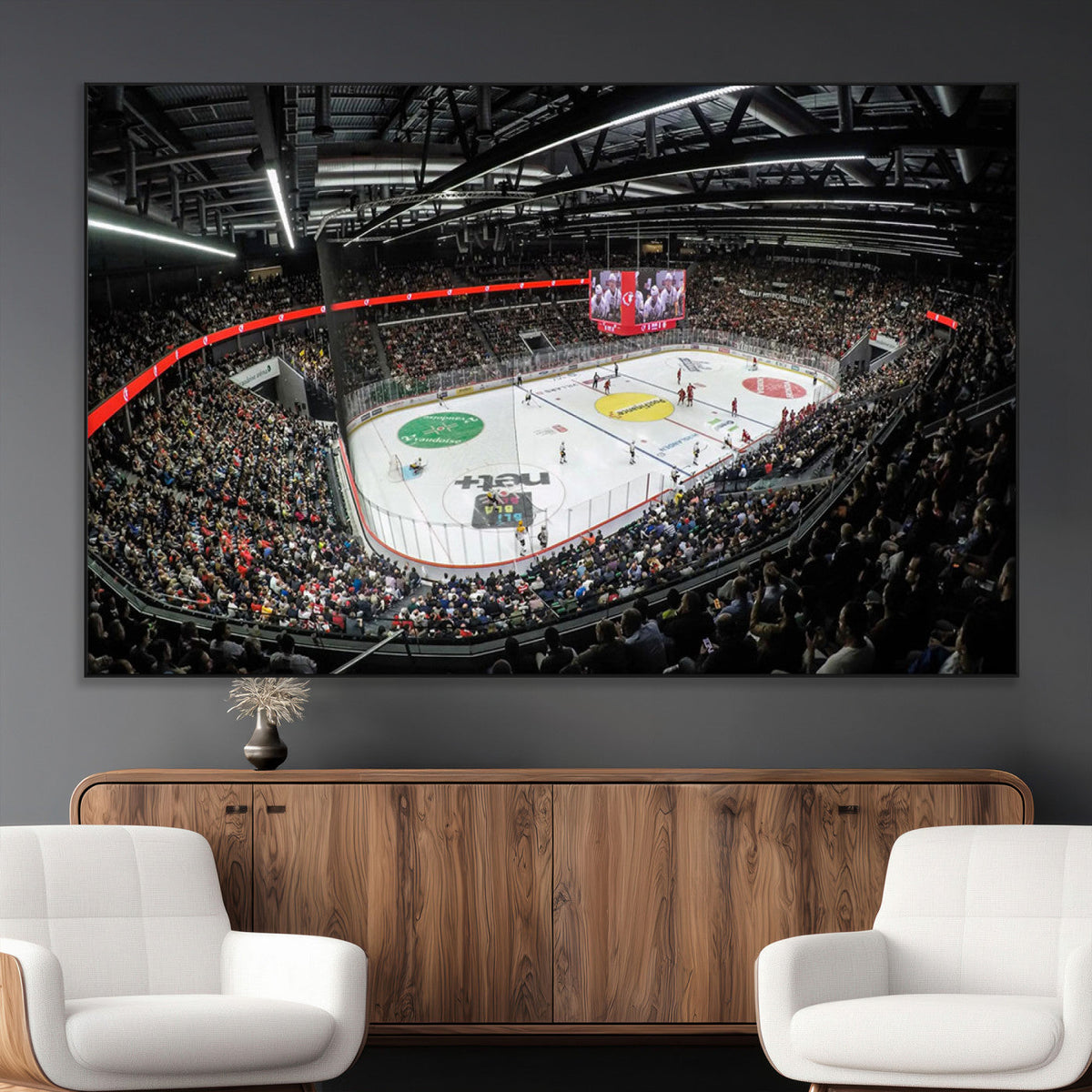 Vaudoise Lausanne Ice Hockey Arena Stadium Wall Art Canvas,