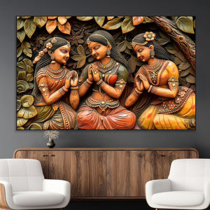 Indian Woman Statue Wall Art Canvas Print