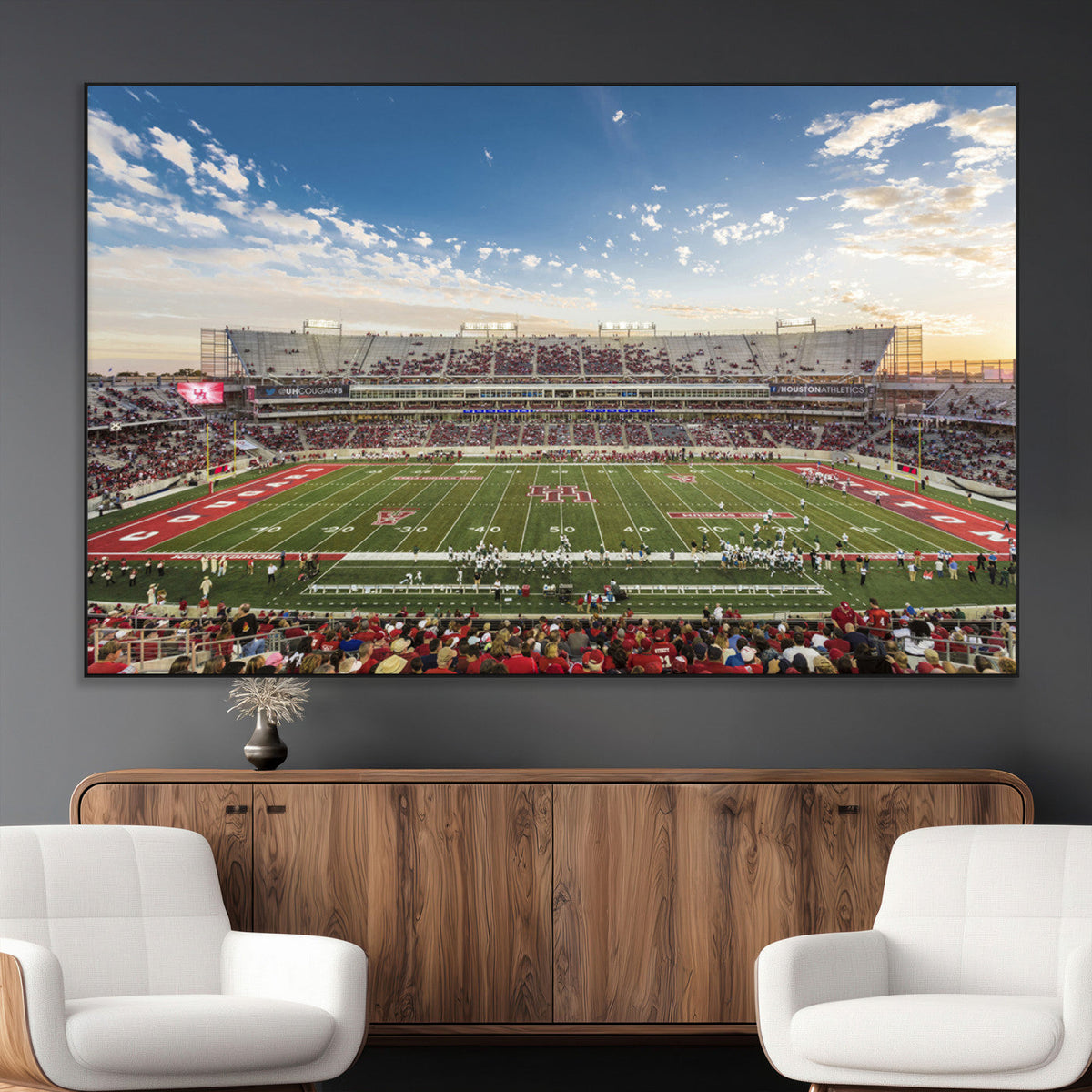Framed Houston Cougars Football Team Print - Houston TDECU