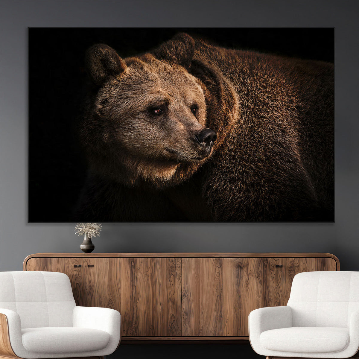 Wild Grizzly 399 Bear Canvas Wall Art Print, Bear Animal