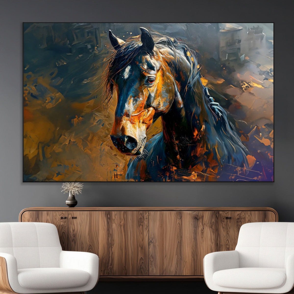 Abstract Horse Wall Art Canvas Print | Farmhouse Wall Decor
