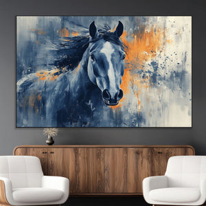 Abstract Blue Horse Wall Art Print Canvas | Horse Wall Art