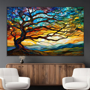Mosaic Tree Wall Art | Ready to Hang Stained Glass Style