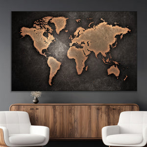 World Map Canvas Print – Framed Travel Map Wall Art for