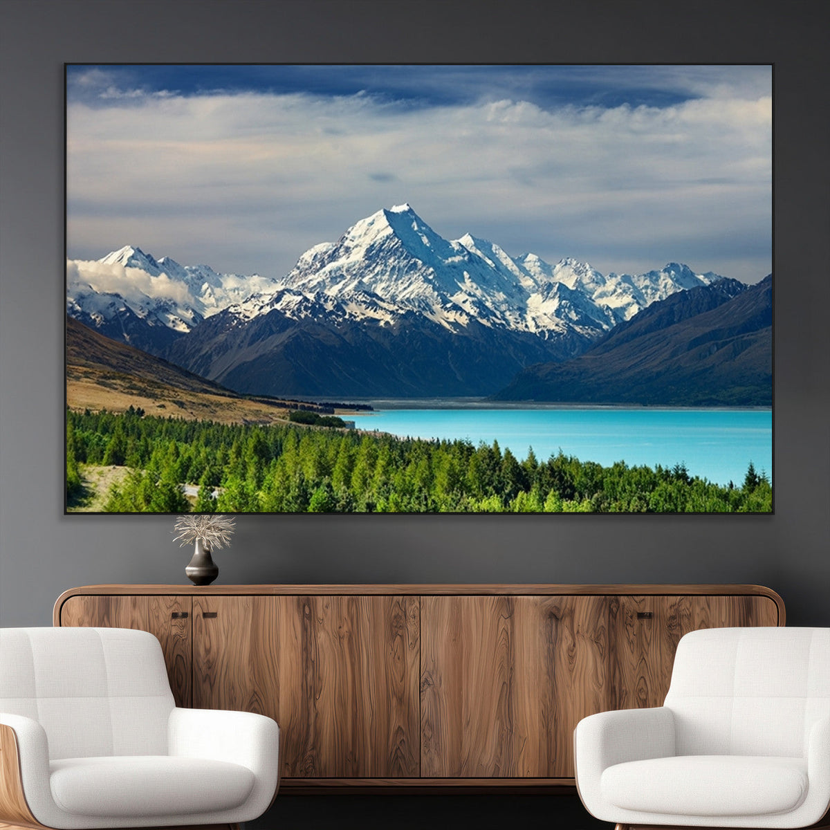 Mount Cook and Lake Pukaki Canvas Wall Art Print – Majestic