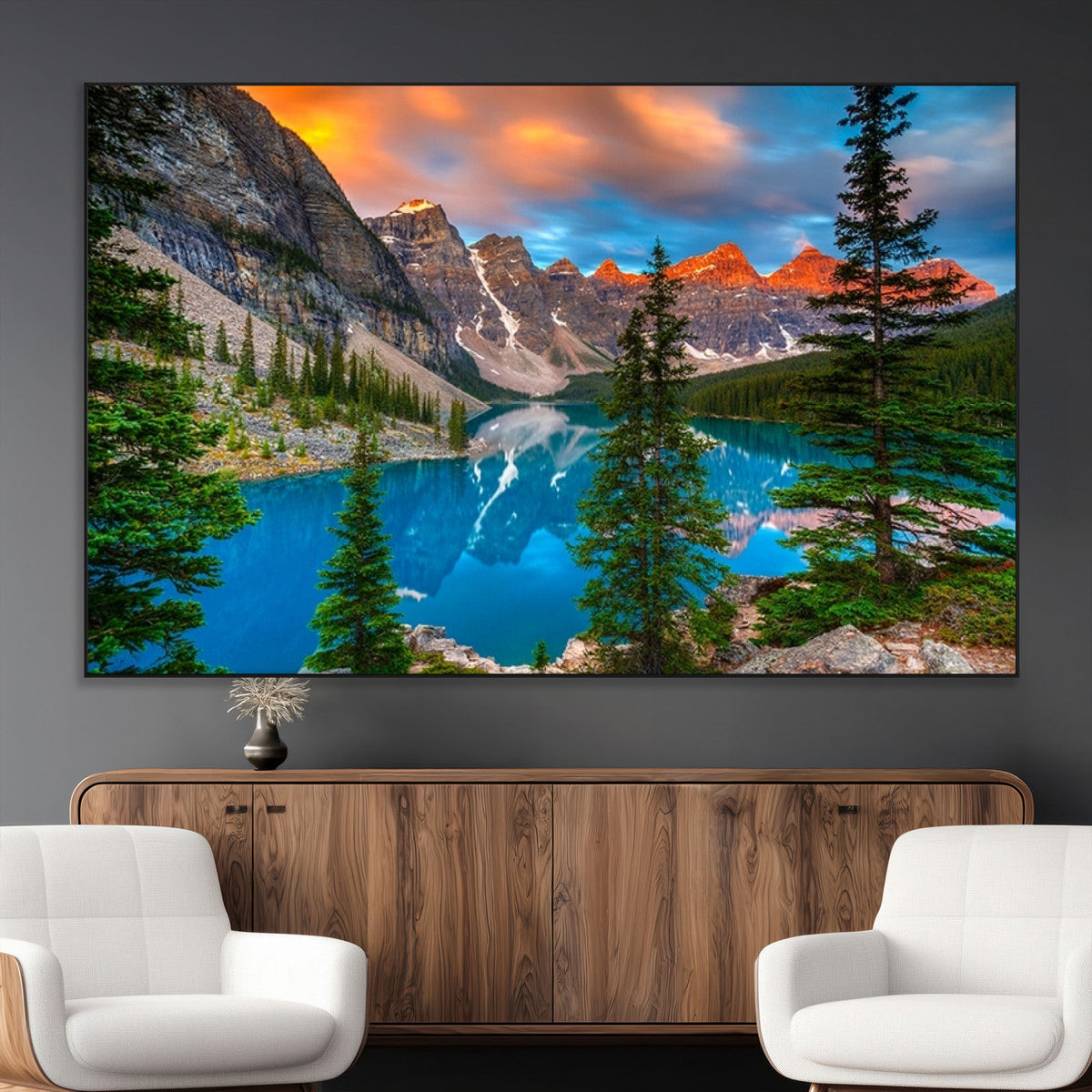 Canadian Rockies Moraine Lake Wall Art Canvas Print, Pine