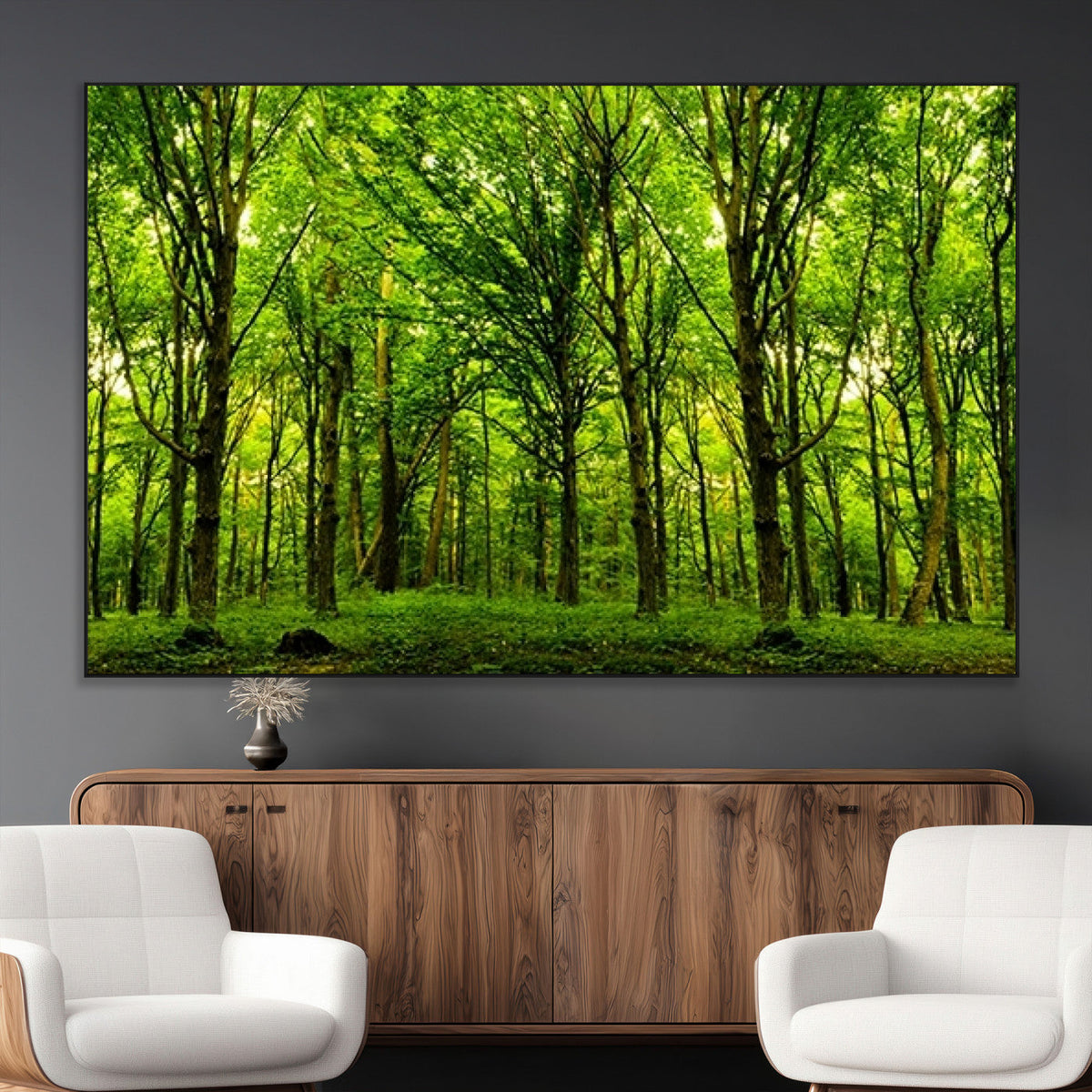 Lush Green Forest Canvas Print | 3-Panel Forest Wall Art |
