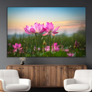 Pink Flower on the Mountain Canvas Print, Framed Pink Flower