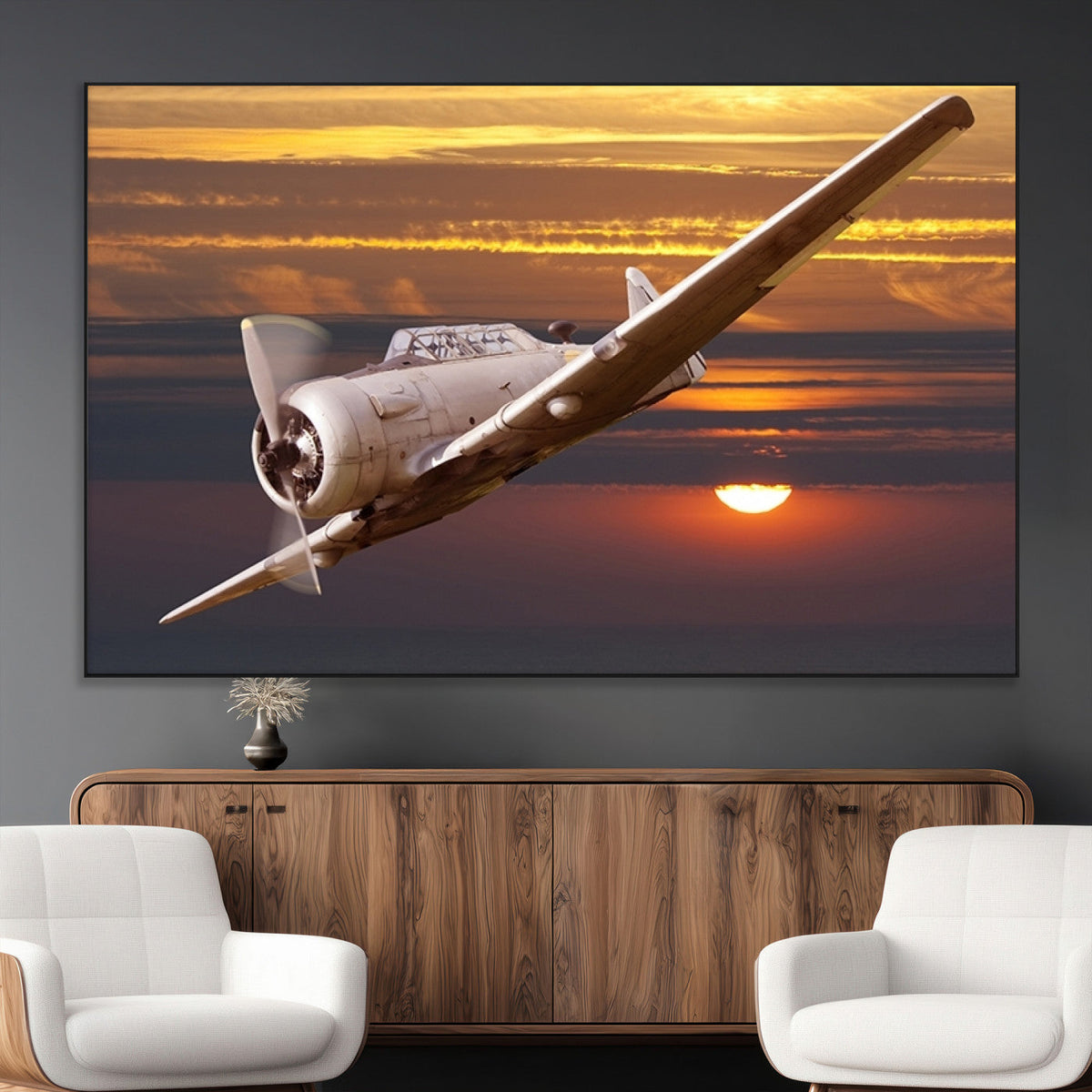 Old War Plane Wall Art Canvas Print