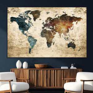 World Map Canvas Print – Detailed Map of the World Wall Art