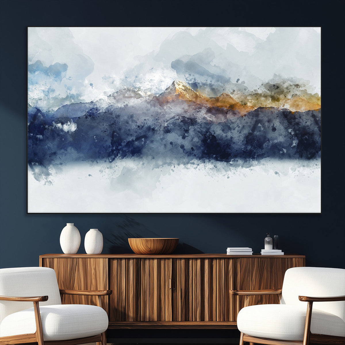 Abstract Mountain Range Art Canvas Print | 3 Panel