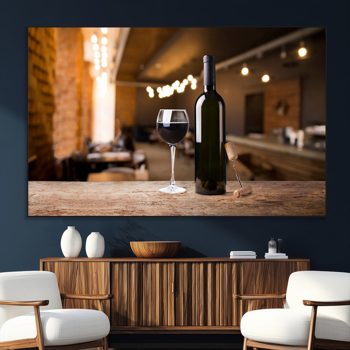 Wine and Bottle Wall Art Canvas Print