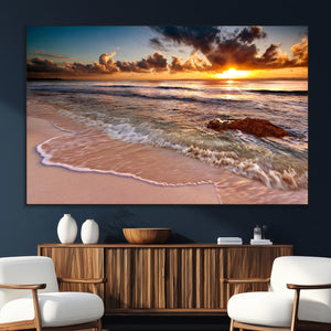 Sunset on Ocean Wall Art Canvas Print