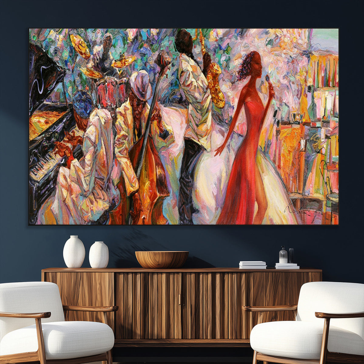 Abstract Afro American Jazz Canvas Wall Art | Music-Inspired