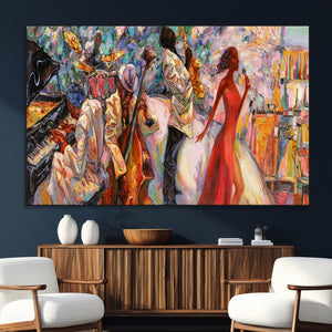 Abstract Afro American Jazz Canvas Wall Art | Music-Inspired