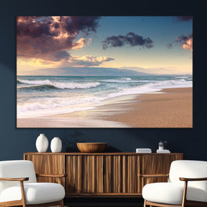 Cloudy Weather Beach Sunset Canvas Print | Sunrise Wall Art