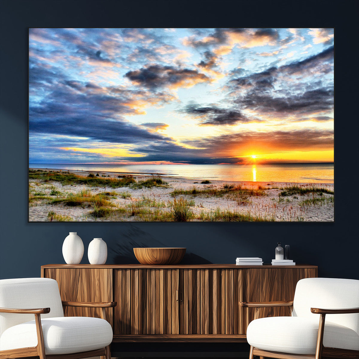 Sunset On The Ocean Wall Art Canvas Print