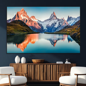Landscape Mountain and Lake View Wall Art Canvas Print