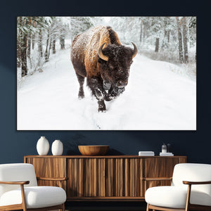 Bison Wall Art Canvas Print For Farmhouse, Animal Canvas
